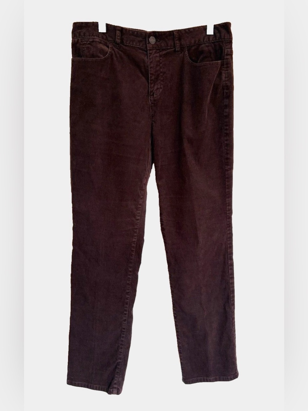 Talbots Heritage Straight Corduroy Ankle Pants Brown Petite 10P Mid Rise Stretch